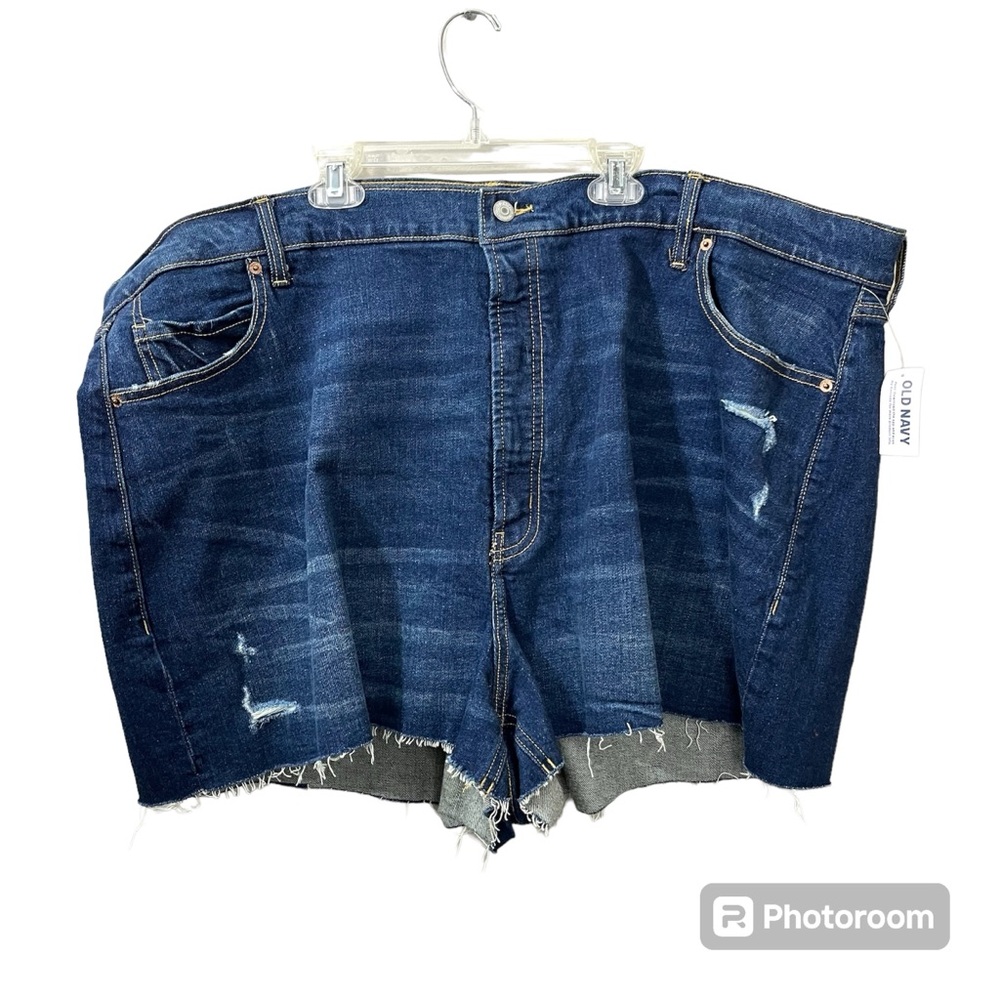Old Navy Sky High A-Line Denim Shorts Women’s 28 High Rise Distressed Raw Hem